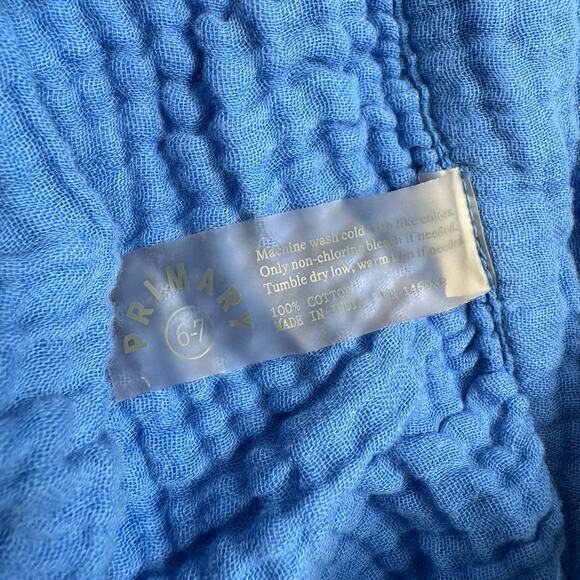 PRIMARY Cotton Gauze Tank Top in Light Blue Size 6-7 Kids Lightweight Summer - Picture 3 of 3